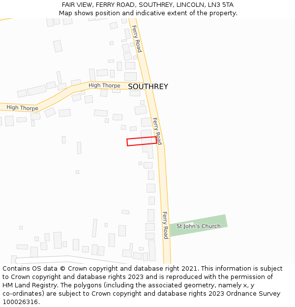 FAIR VIEW, FERRY ROAD, SOUTHREY, LINCOLN, LN3 5TA: Location map and indicative extent of plot