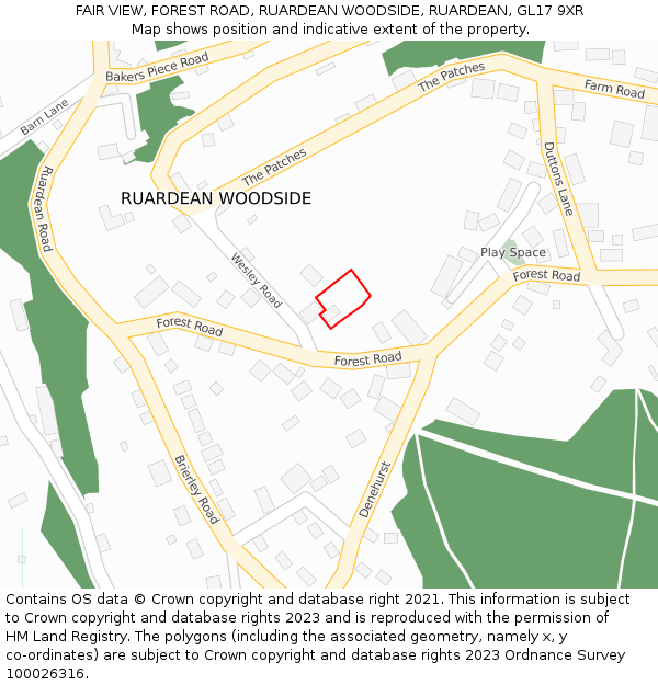 FAIR VIEW, FOREST ROAD, RUARDEAN WOODSIDE, RUARDEAN, GL17 9XR: Location map and indicative extent of plot