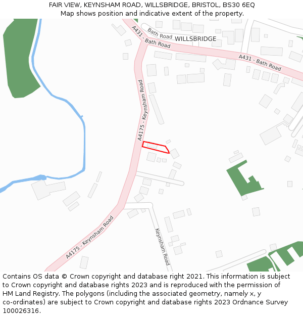 FAIR VIEW, KEYNSHAM ROAD, WILLSBRIDGE, BRISTOL, BS30 6EQ: Location map and indicative extent of plot
