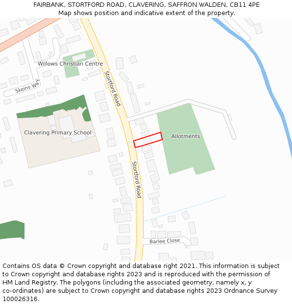 FAIRBANK, STORTFORD ROAD, CLAVERING, SAFFRON WALDEN, CB11 4PE: Location map and indicative extent of plot