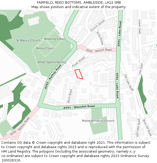 FAIRFIELD, REED BOTTOMS, AMBLESIDE, LA22 0RB: Location map and indicative extent of plot