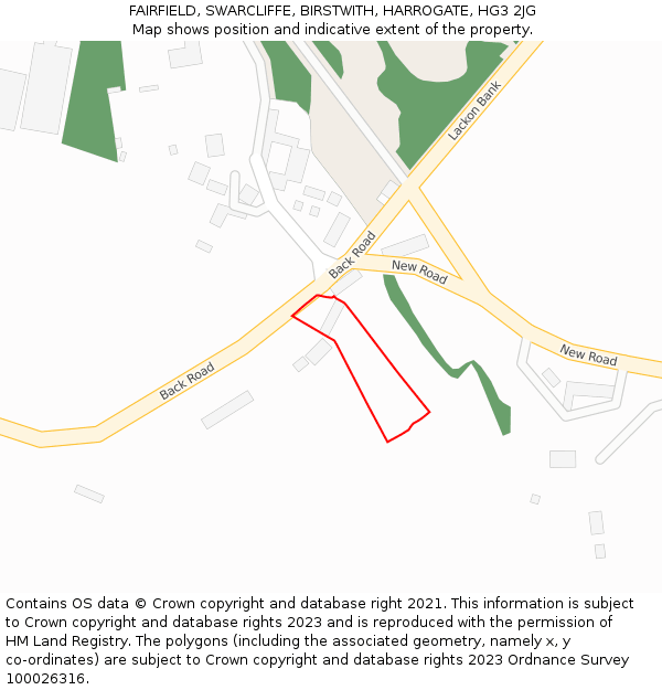 FAIRFIELD, SWARCLIFFE, BIRSTWITH, HARROGATE, HG3 2JG: Location map and indicative extent of plot