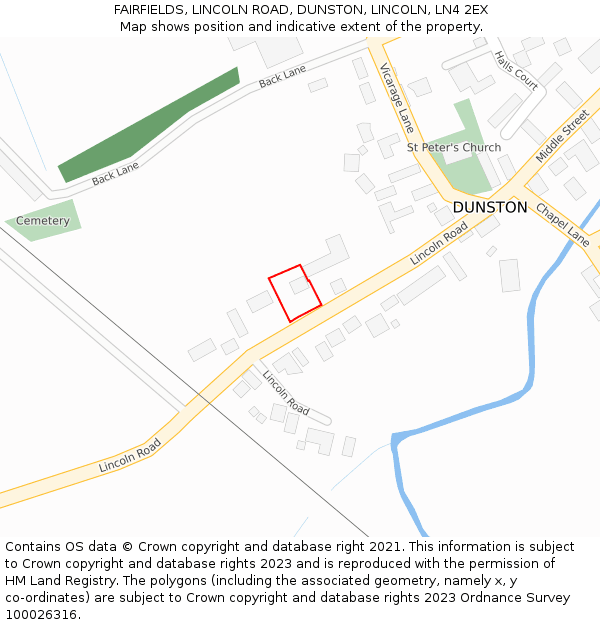 FAIRFIELDS, LINCOLN ROAD, DUNSTON, LINCOLN, LN4 2EX: Location map and indicative extent of plot