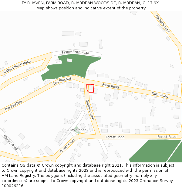 FAIRHAVEN, FARM ROAD, RUARDEAN WOODSIDE, RUARDEAN, GL17 9XL: Location map and indicative extent of plot