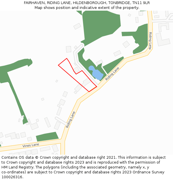 FAIRHAVEN, RIDING LANE, HILDENBOROUGH, TONBRIDGE, TN11 9LR: Location map and indicative extent of plot