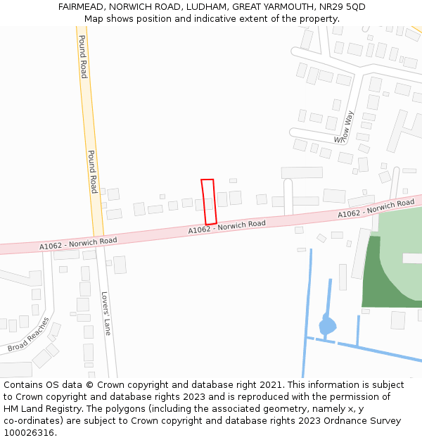 FAIRMEAD, NORWICH ROAD, LUDHAM, GREAT YARMOUTH, NR29 5QD: Location map and indicative extent of plot