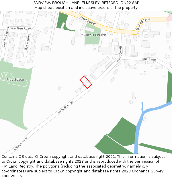 FAIRVIEW, BROUGH LANE, ELKESLEY, RETFORD, DN22 8AP: Location map and indicative extent of plot