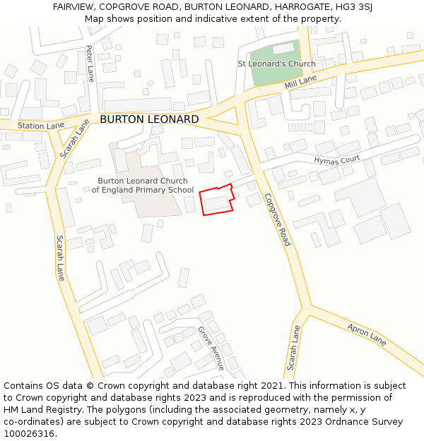 FAIRVIEW, COPGROVE ROAD, BURTON LEONARD, HARROGATE, HG3 3SJ: Location map and indicative extent of plot
