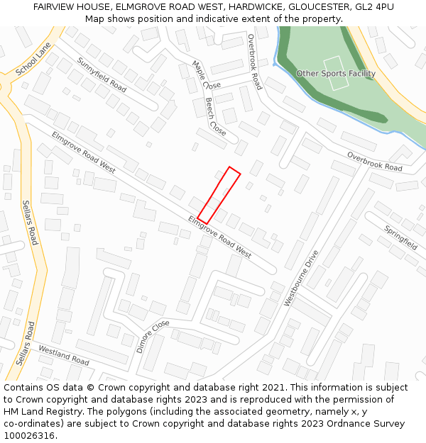 FAIRVIEW HOUSE, ELMGROVE ROAD WEST, HARDWICKE, GLOUCESTER, GL2 4PU: Location map and indicative extent of plot