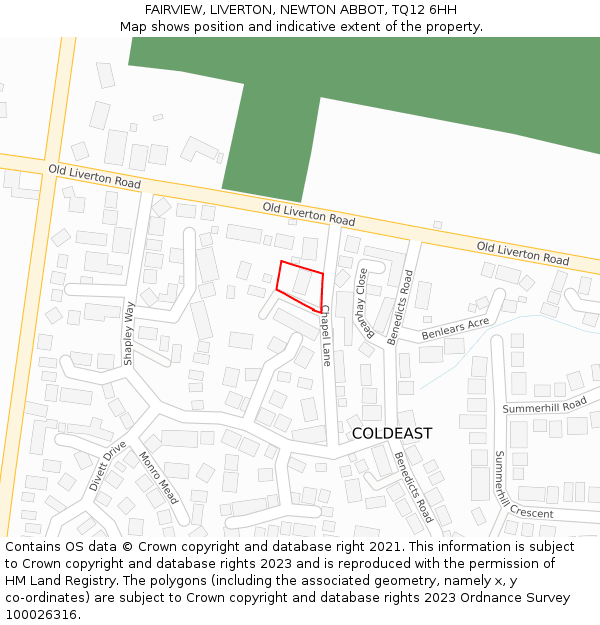 FAIRVIEW, LIVERTON, NEWTON ABBOT, TQ12 6HH: Location map and indicative extent of plot