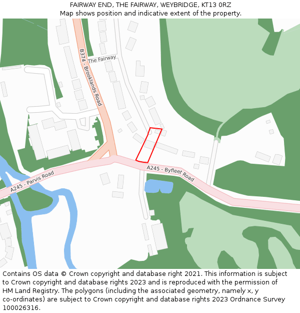 FAIRWAY END, THE FAIRWAY, WEYBRIDGE, KT13 0RZ: Location map and indicative extent of plot