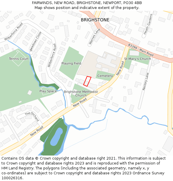 FAIRWINDS, NEW ROAD, BRIGHSTONE, NEWPORT, PO30 4BB: Location map and indicative extent of plot