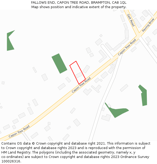 FALLOWS END, CAPON TREE ROAD, BRAMPTON, CA8 1QL: Location map and indicative extent of plot