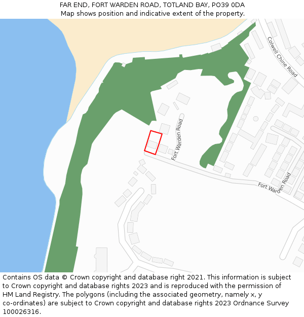 FAR END, FORT WARDEN ROAD, TOTLAND BAY, PO39 0DA: Location map and indicative extent of plot