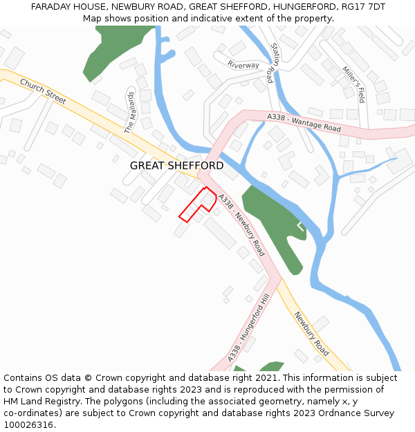 FARADAY HOUSE, NEWBURY ROAD, GREAT SHEFFORD, HUNGERFORD, RG17 7DT: Location map and indicative extent of plot