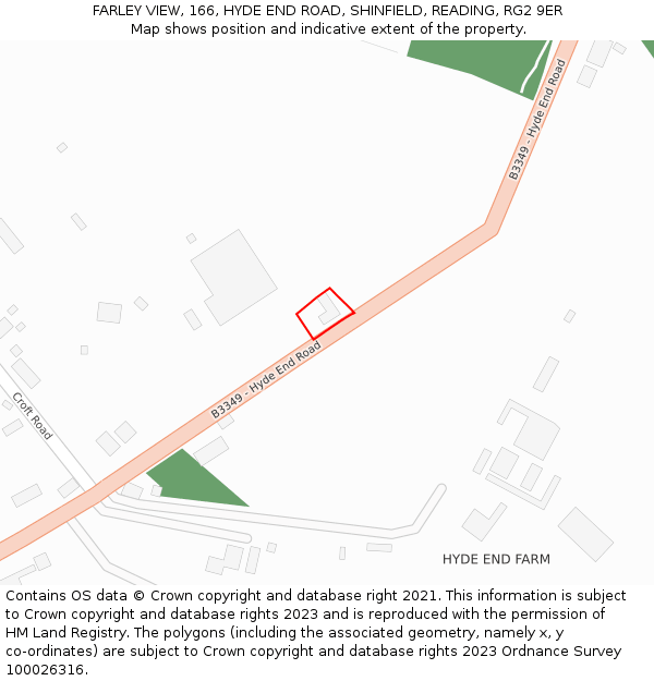 FARLEY VIEW, 166, HYDE END ROAD, SHINFIELD, READING, RG2 9ER: Location map and indicative extent of plot
