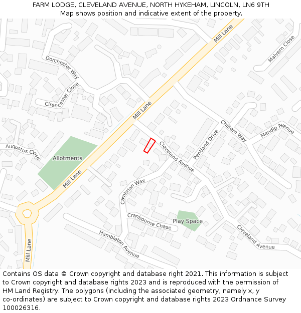 FARM LODGE, CLEVELAND AVENUE, NORTH HYKEHAM, LINCOLN, LN6 9TH: Location map and indicative extent of plot