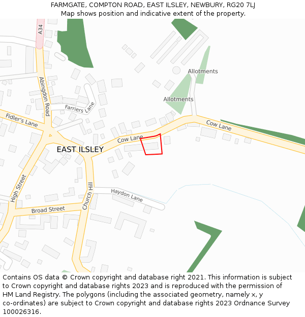 FARMGATE, COMPTON ROAD, EAST ILSLEY, NEWBURY, RG20 7LJ: Location map and indicative extent of plot