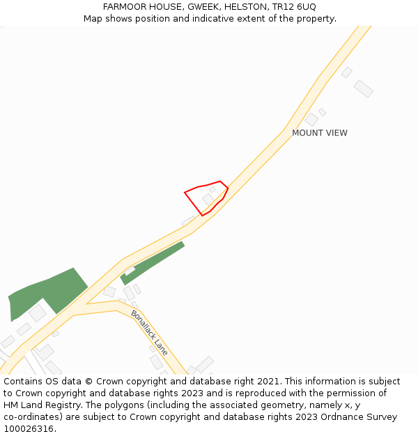 FARMOOR HOUSE, GWEEK, HELSTON, TR12 6UQ: Location map and indicative extent of plot