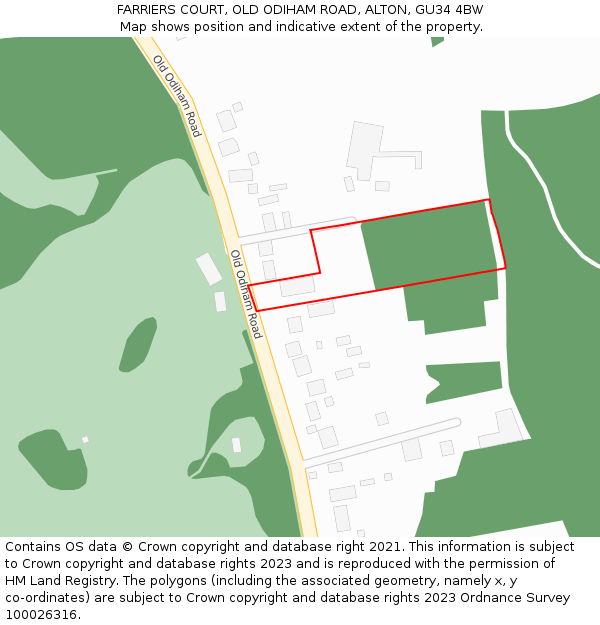 FARRIERS COURT, OLD ODIHAM ROAD, ALTON, GU34 4BW: Location map and indicative extent of plot