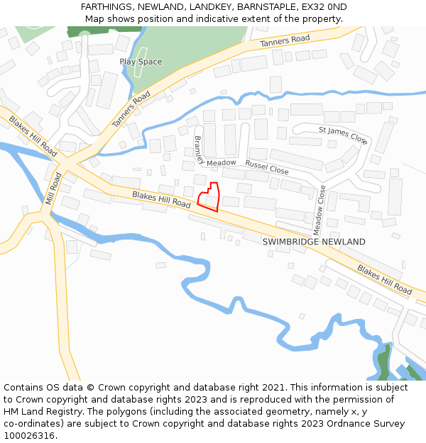 FARTHINGS, NEWLAND, LANDKEY, BARNSTAPLE, EX32 0ND: Location map and indicative extent of plot