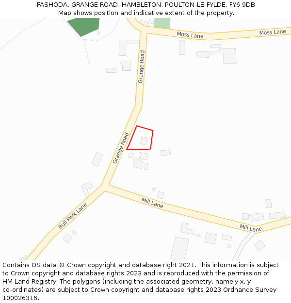 FASHODA, GRANGE ROAD, HAMBLETON, POULTON-LE-FYLDE, FY6 9DB: Location map and indicative extent of plot