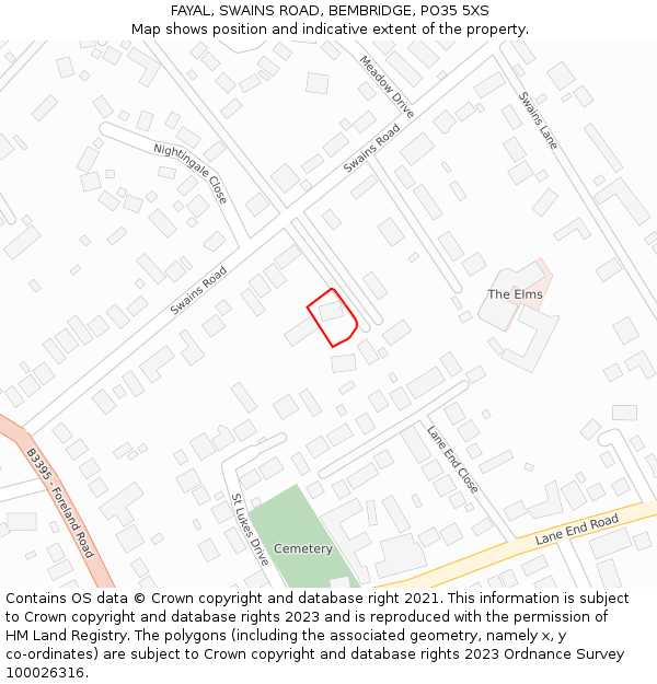 FAYAL, SWAINS ROAD, BEMBRIDGE, PO35 5XS: Location map and indicative extent of plot