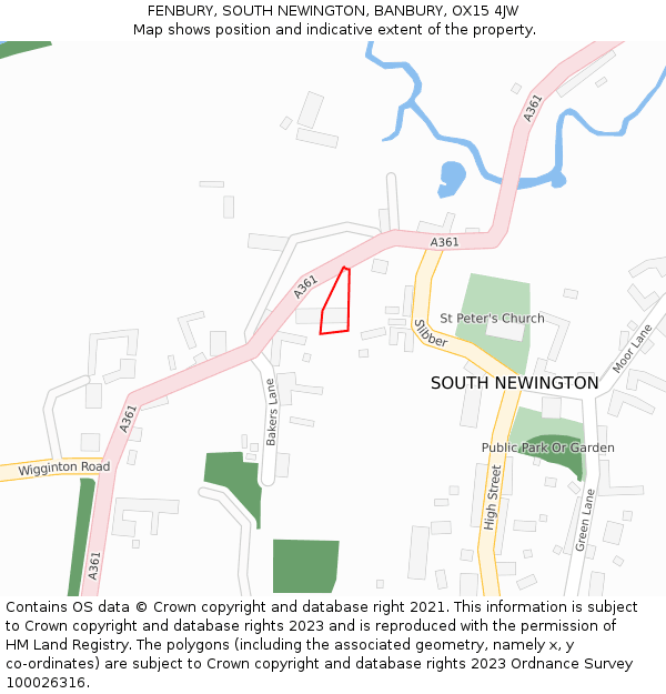 FENBURY, SOUTH NEWINGTON, BANBURY, OX15 4JW: Location map and indicative extent of plot