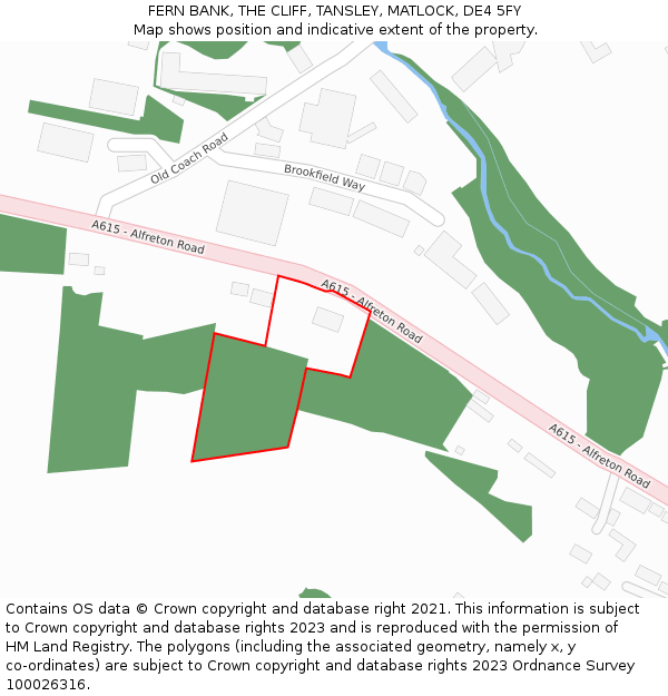 FERN BANK, THE CLIFF, TANSLEY, MATLOCK, DE4 5FY: Location map and indicative extent of plot