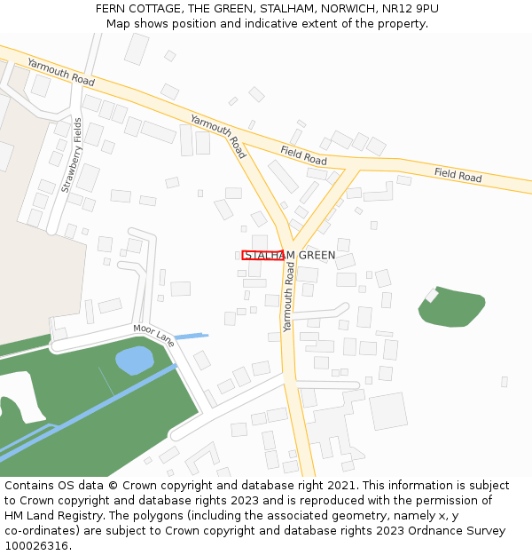 FERN COTTAGE, THE GREEN, STALHAM, NORWICH, NR12 9PU: Location map and indicative extent of plot