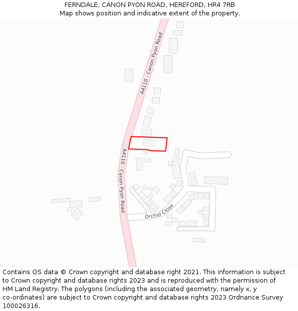 FERNDALE, CANON PYON ROAD, HEREFORD, HR4 7RB: Location map and indicative extent of plot