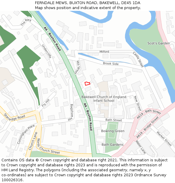 FERNDALE MEWS, BUXTON ROAD, BAKEWELL, DE45 1DA: Location map and indicative extent of plot