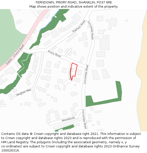 FERNDOWN, PRIORY ROAD, SHANKLIN, PO37 6RE: Location map and indicative extent of plot