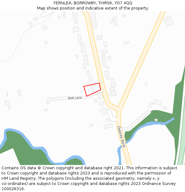 FERNLEA, BORROWBY, THIRSK, YO7 4QQ: Location map and indicative extent of plot