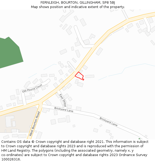 FERNLEIGH, BOURTON, GILLINGHAM, SP8 5BJ: Location map and indicative extent of plot