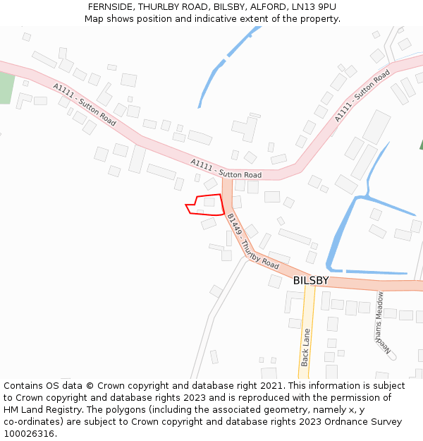 FERNSIDE, THURLBY ROAD, BILSBY, ALFORD, LN13 9PU: Location map and indicative extent of plot