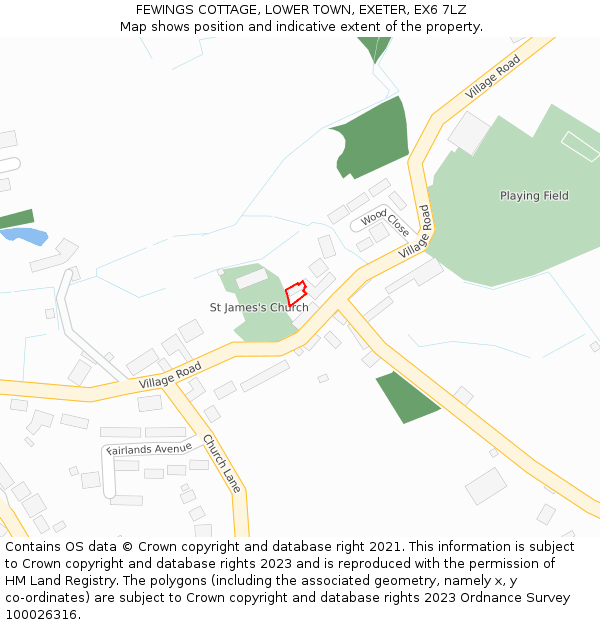 FEWINGS COTTAGE, LOWER TOWN, EXETER, EX6 7LZ: Location map and indicative extent of plot