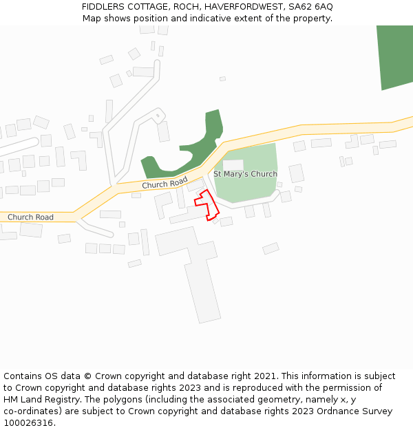 FIDDLERS COTTAGE, ROCH, HAVERFORDWEST, SA62 6AQ: Location map and indicative extent of plot