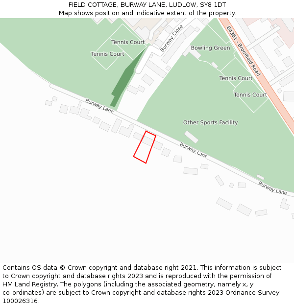 FIELD COTTAGE, BURWAY LANE, LUDLOW, SY8 1DT: Location map and indicative extent of plot