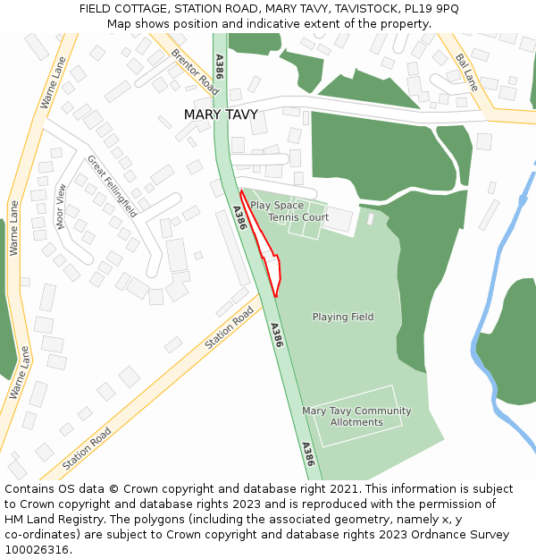 FIELD COTTAGE, STATION ROAD, MARY TAVY, TAVISTOCK, PL19 9PQ: Location map and indicative extent of plot