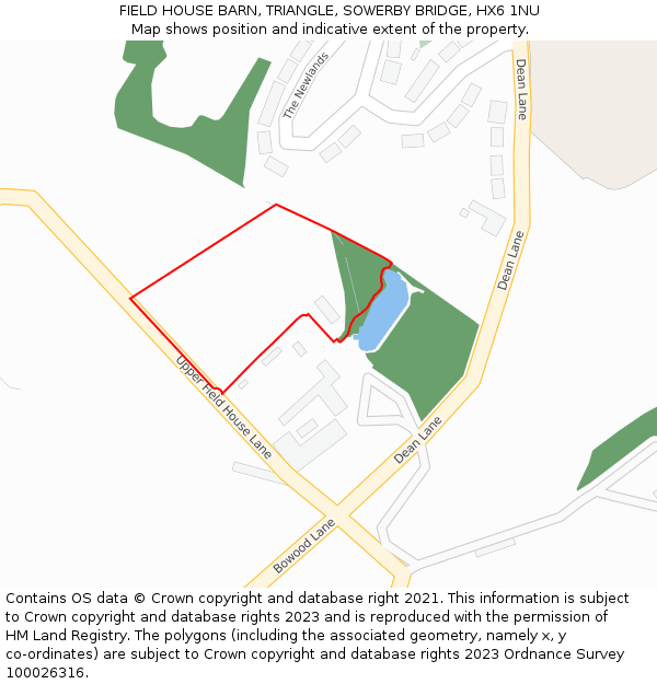 FIELD HOUSE BARN, TRIANGLE, SOWERBY BRIDGE, HX6 1NU: Location map and indicative extent of plot