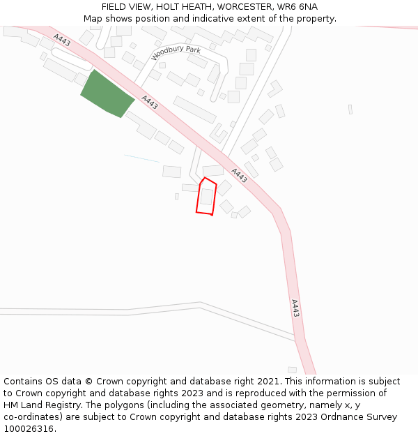 FIELD VIEW, HOLT HEATH, WORCESTER, WR6 6NA: Location map and indicative extent of plot