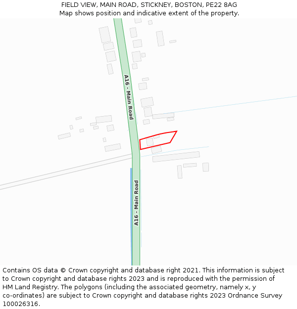 FIELD VIEW, MAIN ROAD, STICKNEY, BOSTON, PE22 8AG: Location map and indicative extent of plot