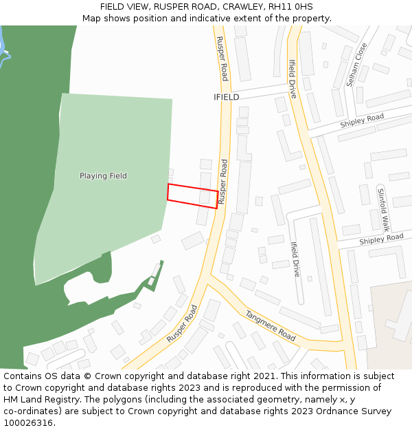 FIELD VIEW, RUSPER ROAD, CRAWLEY, RH11 0HS: Location map and indicative extent of plot