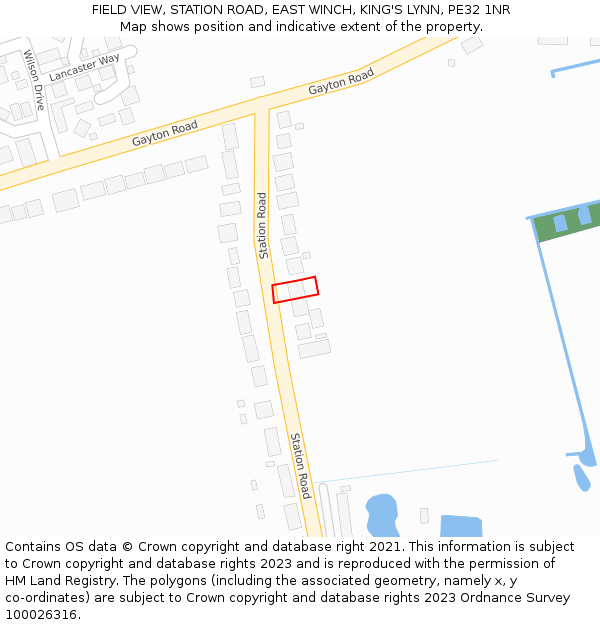 FIELD VIEW, STATION ROAD, EAST WINCH, KING'S LYNN, PE32 1NR: Location map and indicative extent of plot