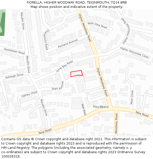 FIORELLA, HIGHER WOODWAY ROAD, TEIGNMOUTH, TQ14 8RB: Location map and indicative extent of plot