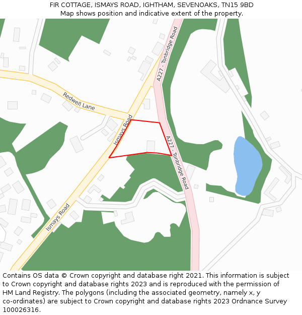 FIR COTTAGE, ISMAYS ROAD, IGHTHAM, SEVENOAKS, TN15 9BD: Location map and indicative extent of plot