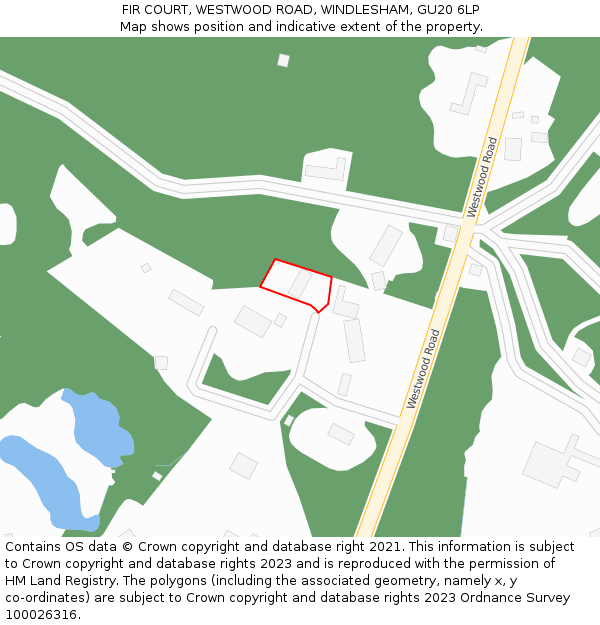 FIR COURT, WESTWOOD ROAD, WINDLESHAM, GU20 6LP: Location map and indicative extent of plot