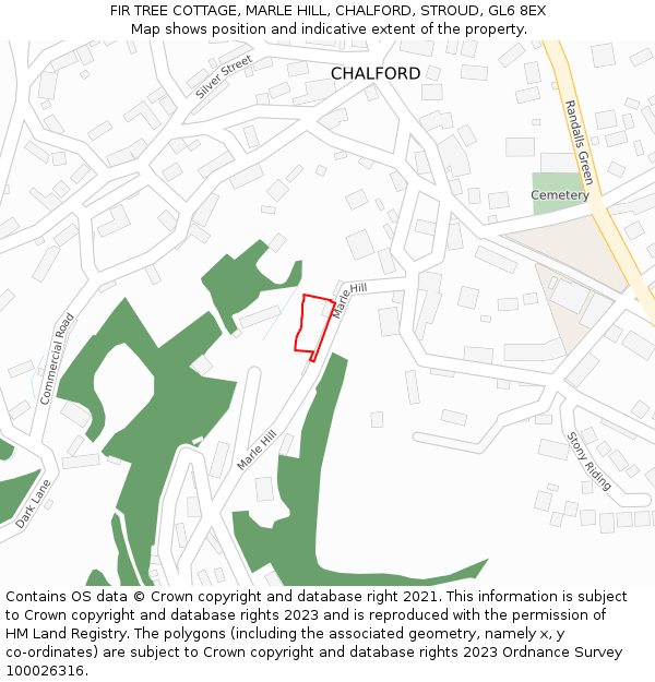 FIR TREE COTTAGE, MARLE HILL, CHALFORD, STROUD, GL6 8EX: Location map and indicative extent of plot