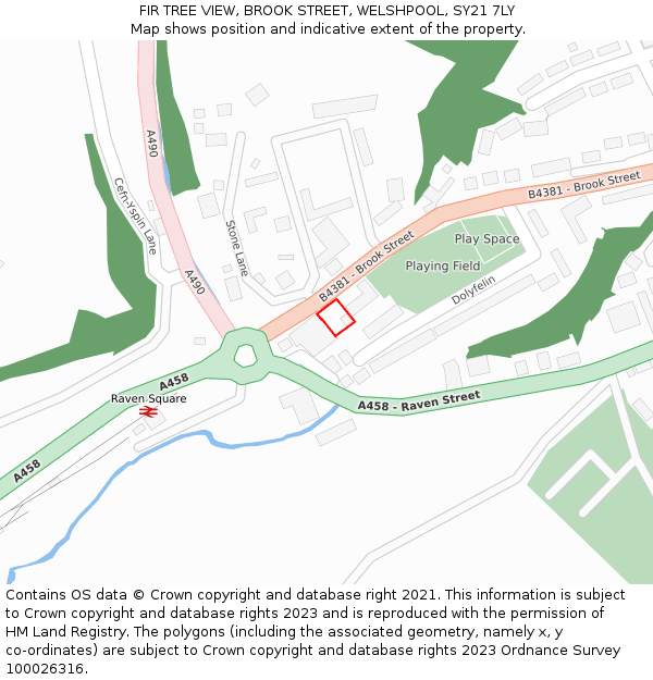 FIR TREE VIEW, BROOK STREET, WELSHPOOL, SY21 7LY: Location map and indicative extent of plot